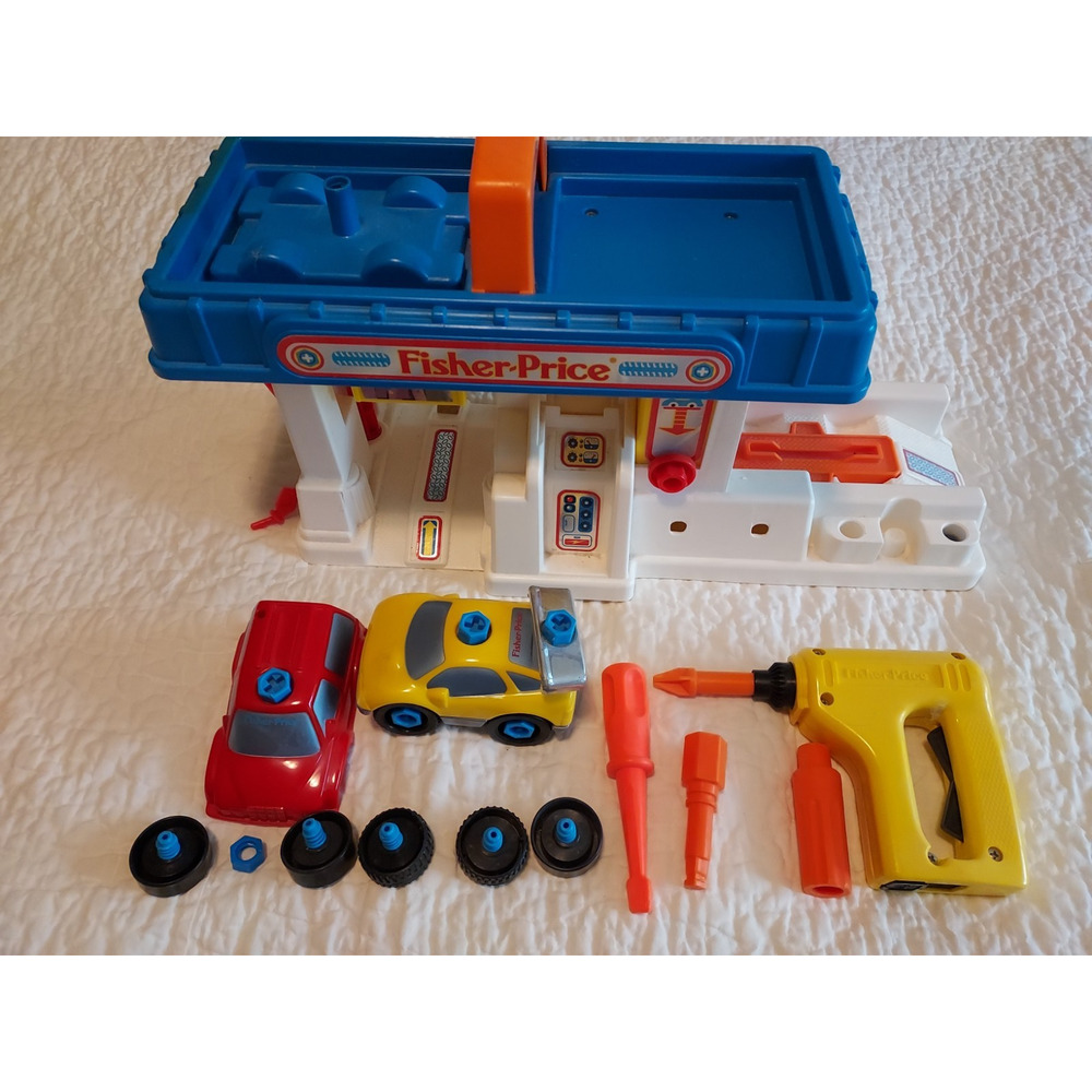 Vintage Fisher Price Toy 1993 Action Sounds Garage WORKS Complete EUC See descrp